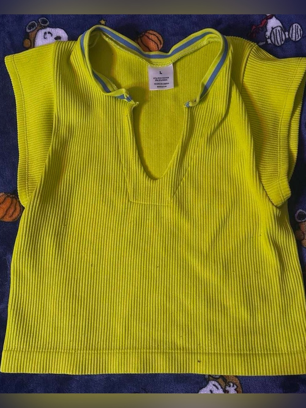 Neon Yellow Ribbed Short Sleeve Top